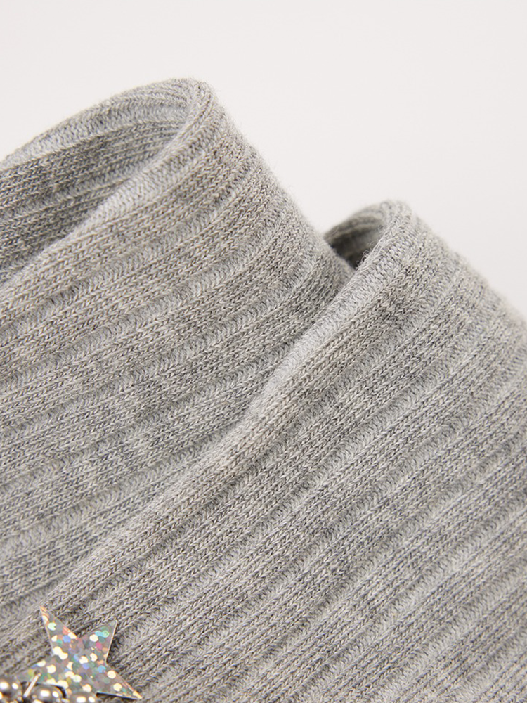 Sequin Star Tassel Mid-Calf Slouch Socks