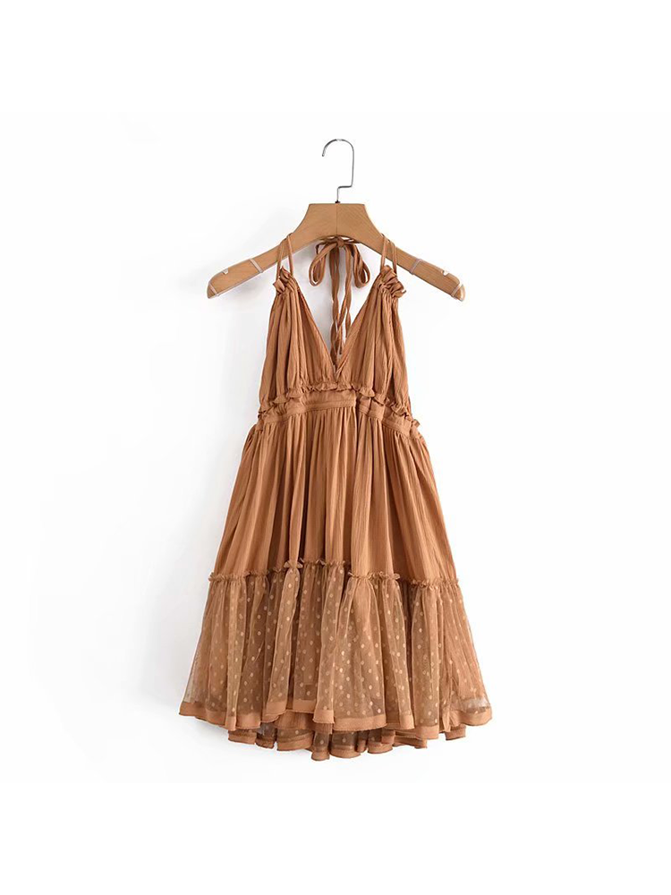 Lace Halter Backless Maxi Dress