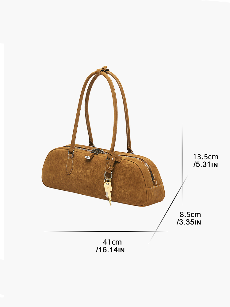 Lychee Leather Baguette Bag