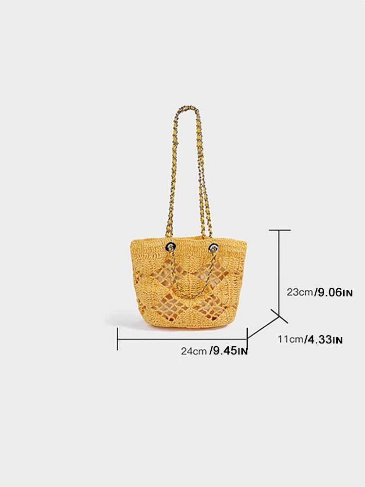 Hollow Woven Bucket Tote Bag