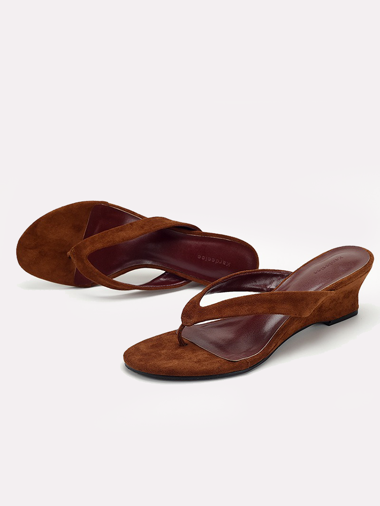 Women’s Mid-Heel Toe-Post Sandals – Casual Beach Slides
