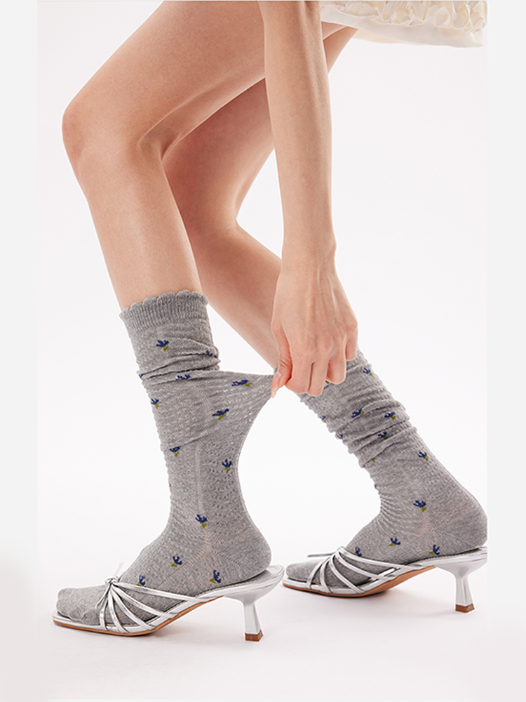 Lace Knit Floral Crew Socks – Soft & Vintage Sweet Style