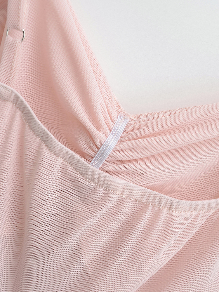 Mesh Ruched Bow Tie Strap Tube Top