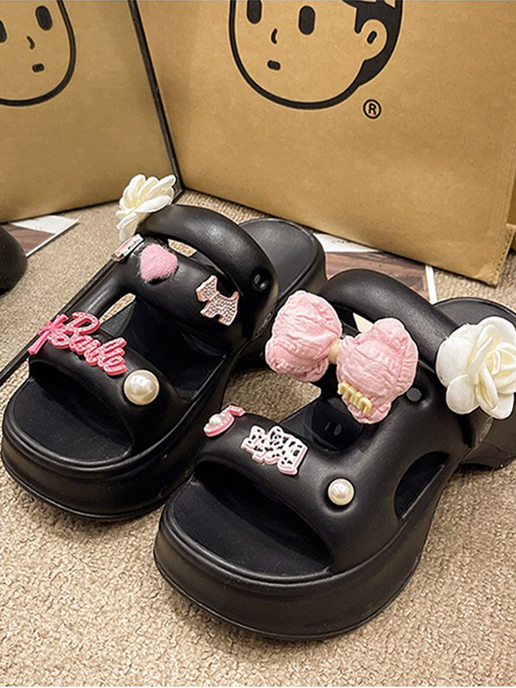 Bow Flower Platform Slides – 2-Way Cute Summer Sandals