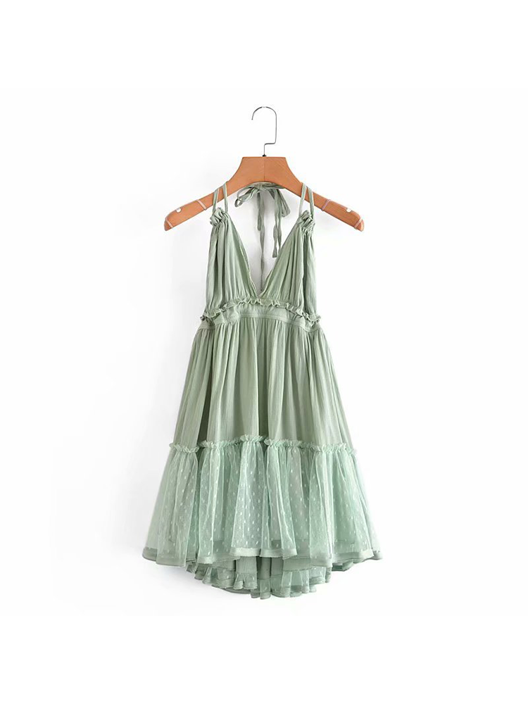 Lace Halter Backless Maxi Dress