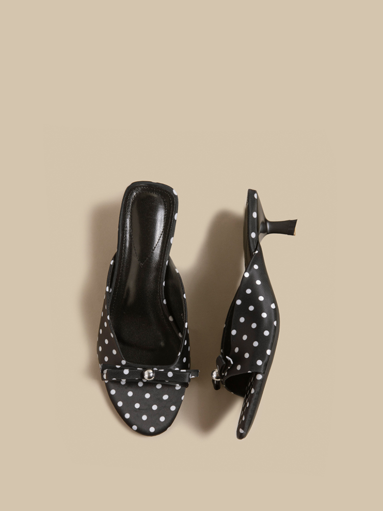 Polka Dot Pointed Toe Bow Sandals