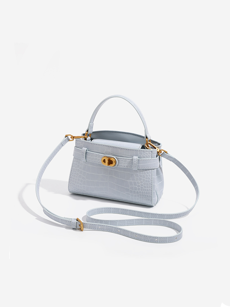 Crocodile Print Leather Kelly Bag