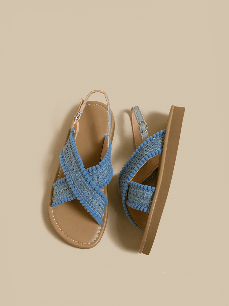 Woven Cross-Strap Vacation Sandals