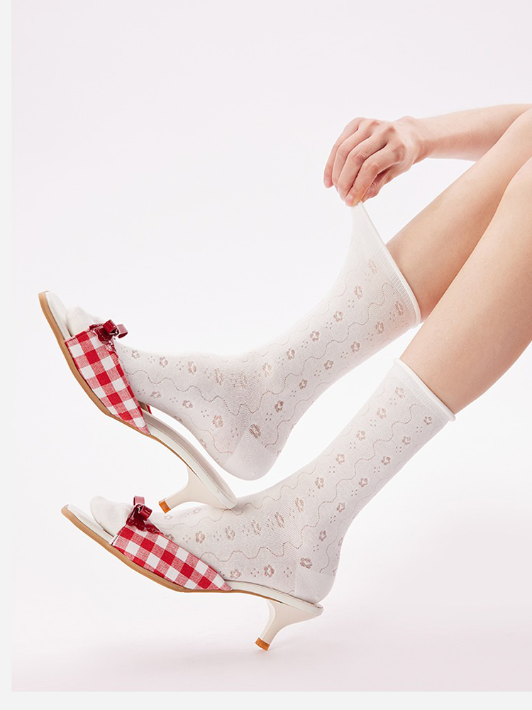 Hollow Mesh Stack Crew Socks