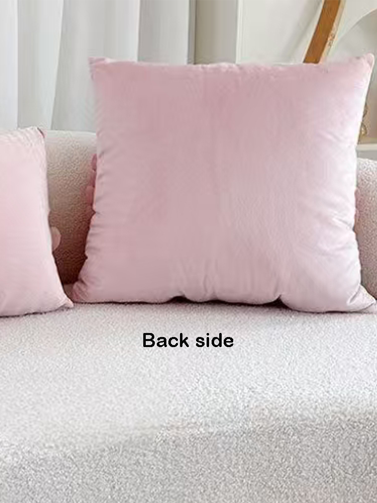 French Pink Velvet Decorative Pillow Cute Accent Cushion