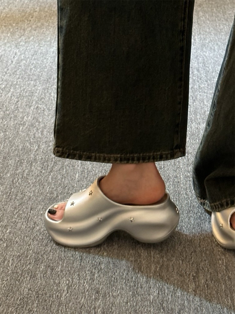 Star Platform Slide Sandals – Soft & Stylish Summer Shoes