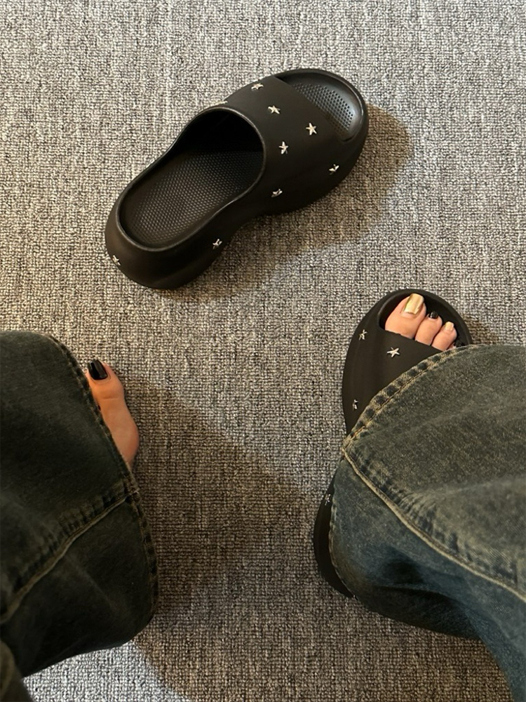 Star Platform Slide Sandals – Soft & Stylish Summer Shoes