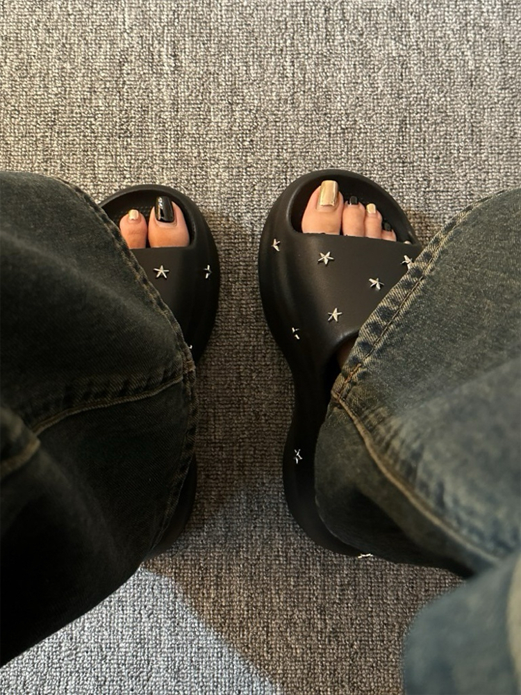 Star Platform Slide Sandals – Soft & Stylish Summer Shoes