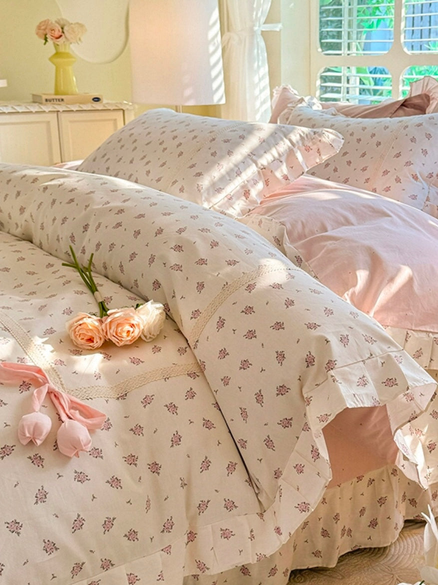 Princess Floral Cotton Bedding Set Flat Sheet