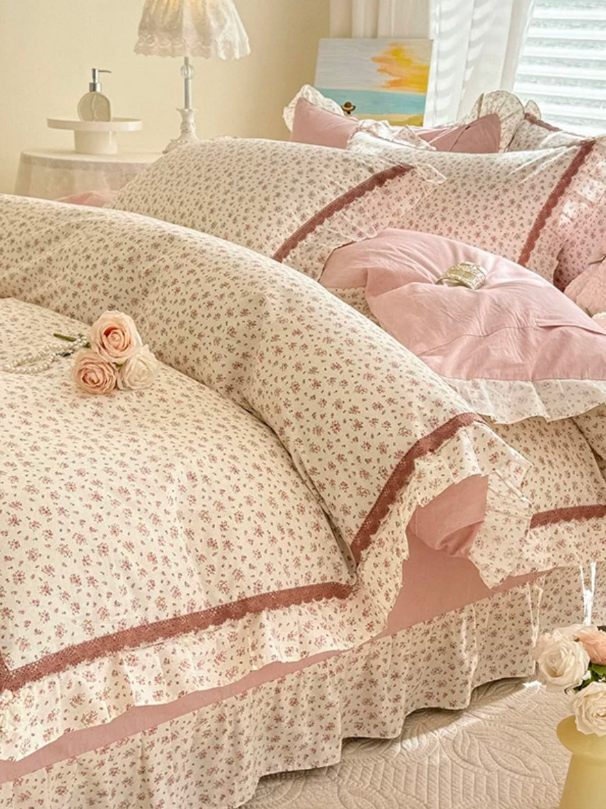 Princess Ruffle Cotton Bedding Set Flat Sheet