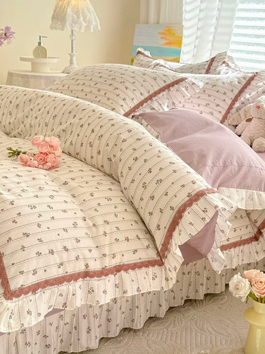 Princess Ruffle Cotton Bedding Set Flat Sheet