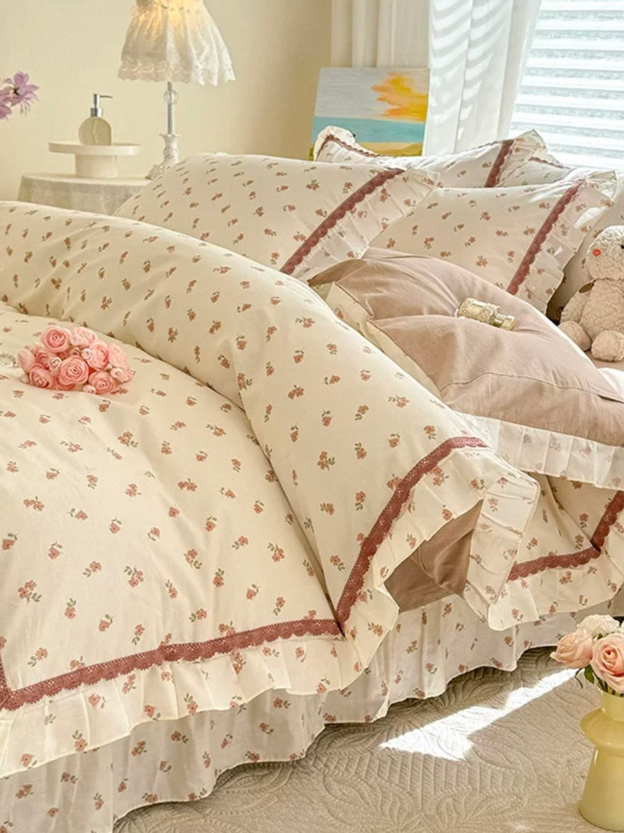 Princess Ruffle Cotton Bedding Set Flat Sheet