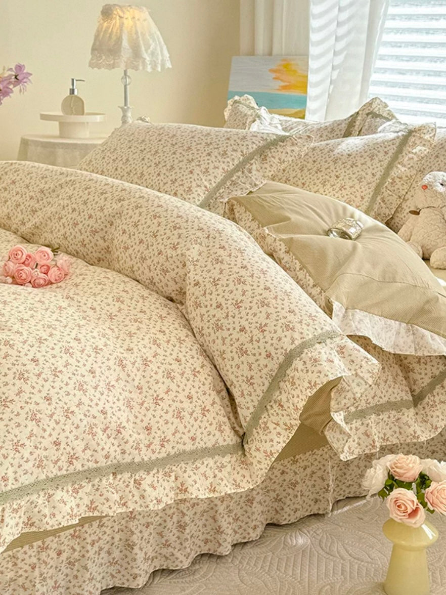 Princess Ruffle Cotton Bedding Set Flat Sheet