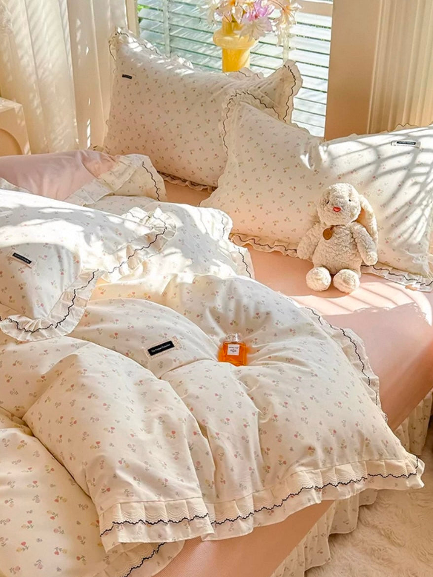 Princess Fresh Cotton Bedding Set Floral Flat Sheet