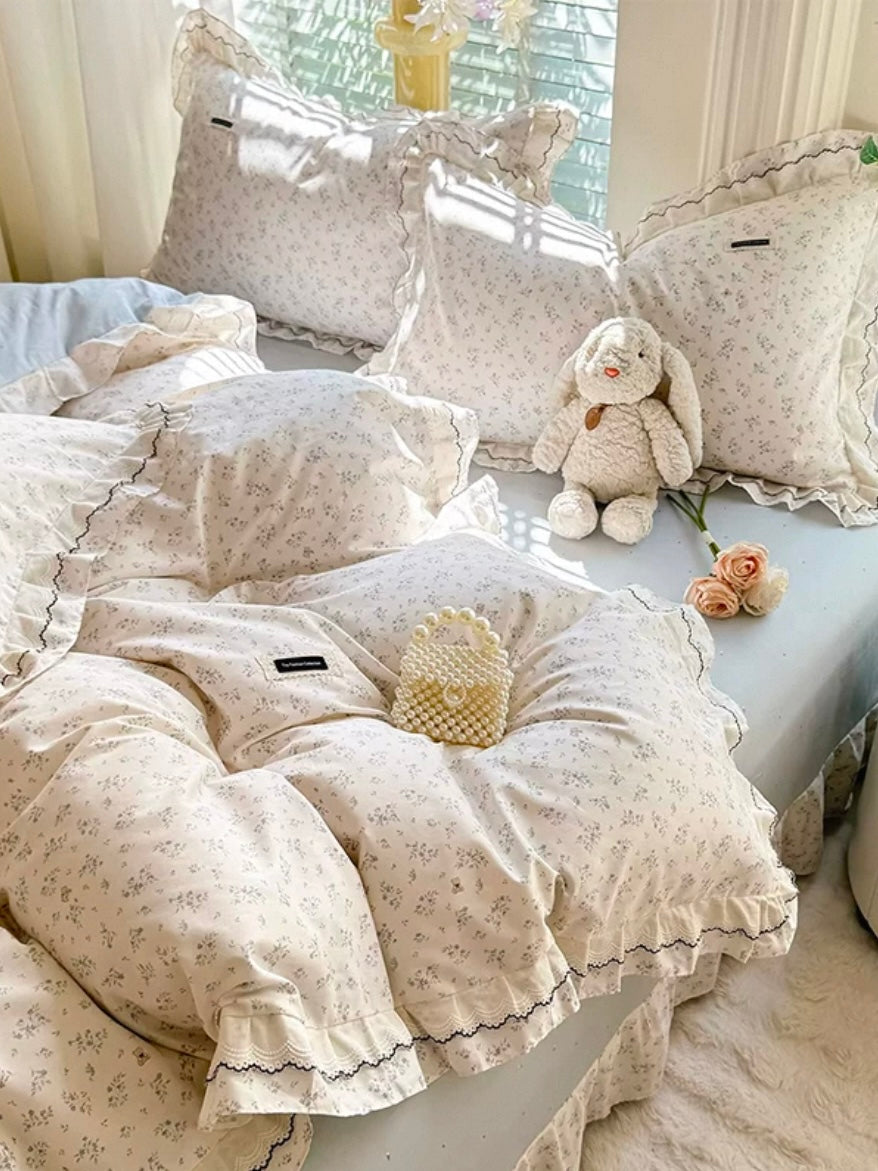Princess Fresh Cotton Bedding Set Floral Flat Sheet