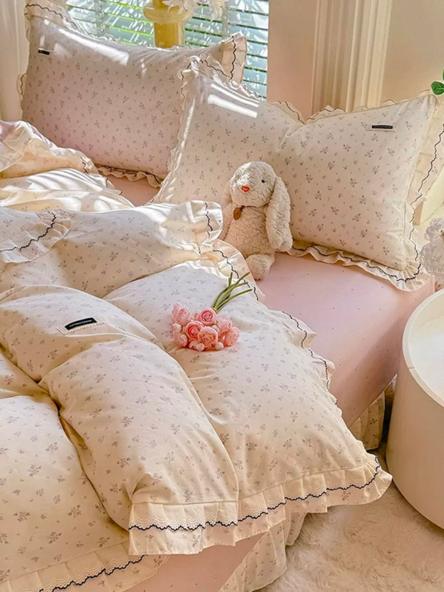 Princess Fresh Cotton Bedding Set Floral Flat Sheet