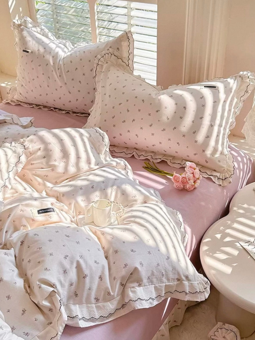 Princess Fresh Cotton Bedding Set Floral Flat Sheet