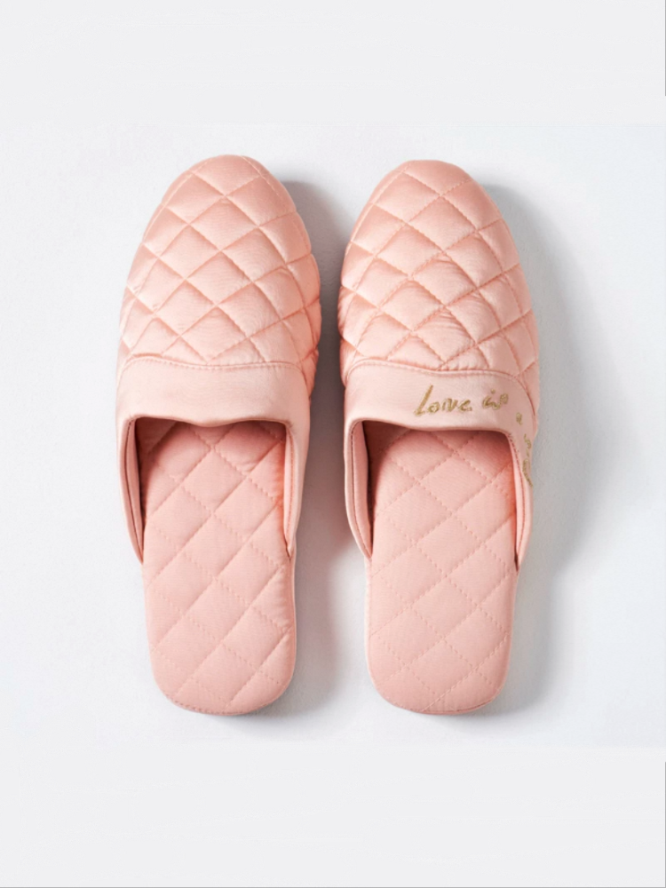 Satin Embroidered Closed-Toe House Slippers Soft Sole Non Slip Warm