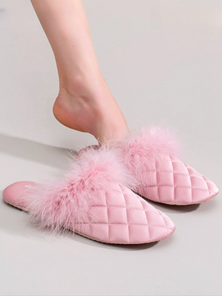 Closed-Toe Fuzzy House Slippers Quiet Indoor Home