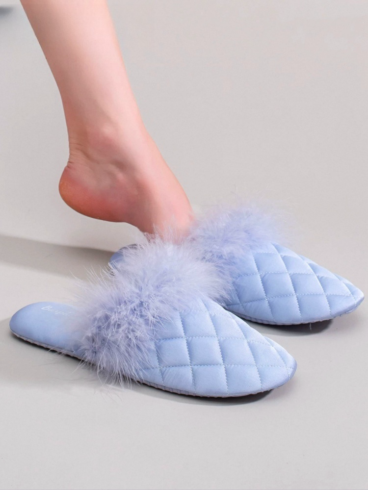 Closed-Toe Fuzzy House Slippers Quiet Indoor Home