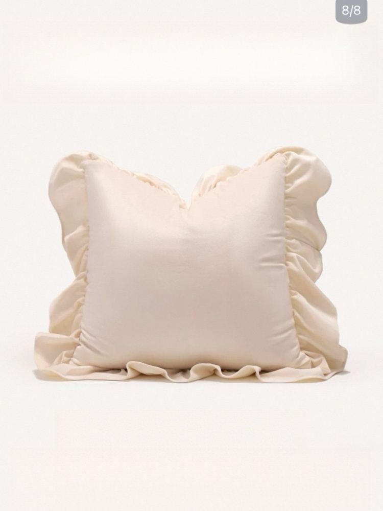 Pink Square Ruffle Throw Pillow Luxury Decorative Cushion