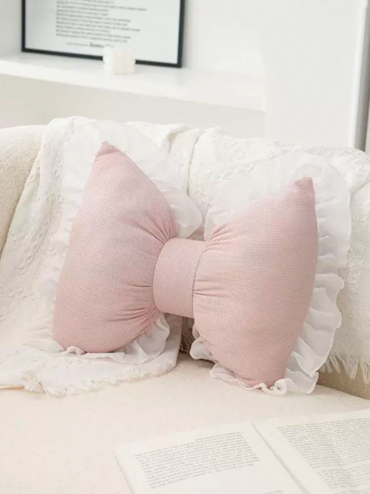 Cute Bow Throw Pillow Soft Decorative Pillow for Sofa