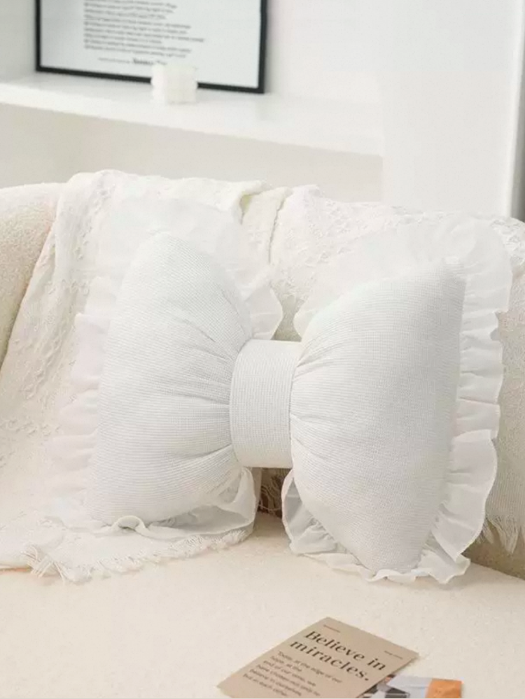 Cute Bow Throw Pillow Soft Decorative Pillow for Sofa