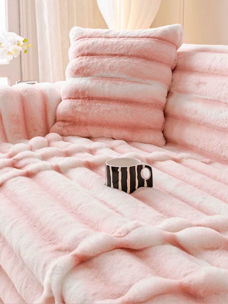Winter Thickened Faux Rabbit Fur Throw Pillow Cover Non Shedding