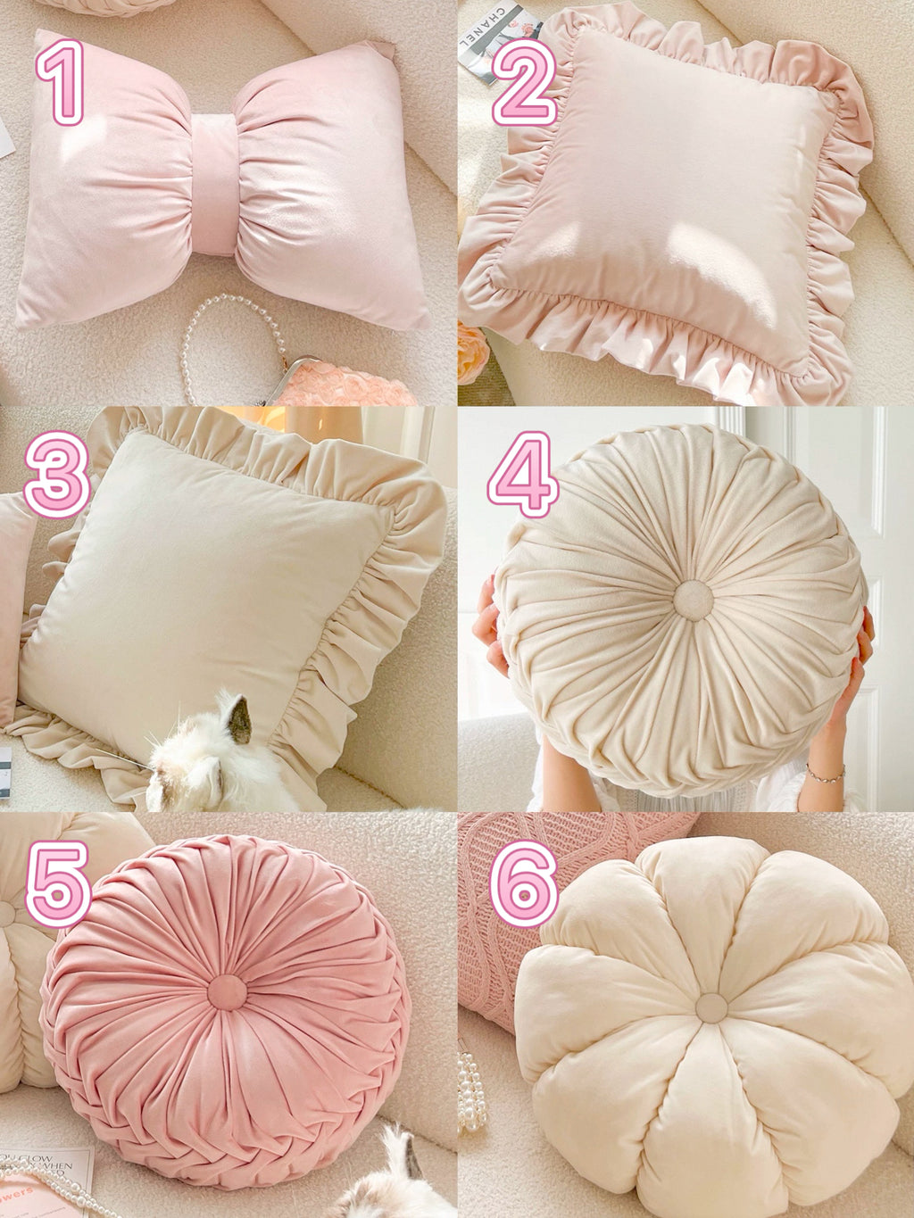 Cute Bow Decorative Pillow Accent Cushion for Living Room