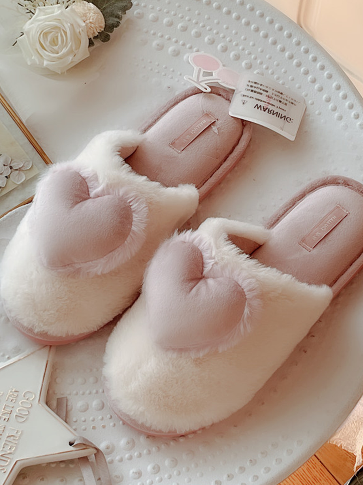 Vintage Closed-Toe Plush House Slippers Thick Sole Non Slip Fall Winter