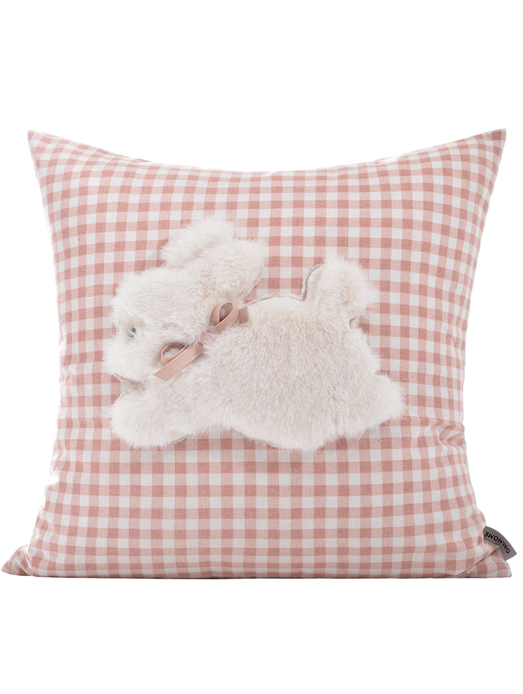 Pink Bunny Decorative Throw Pillow Cute Accent for Sofa