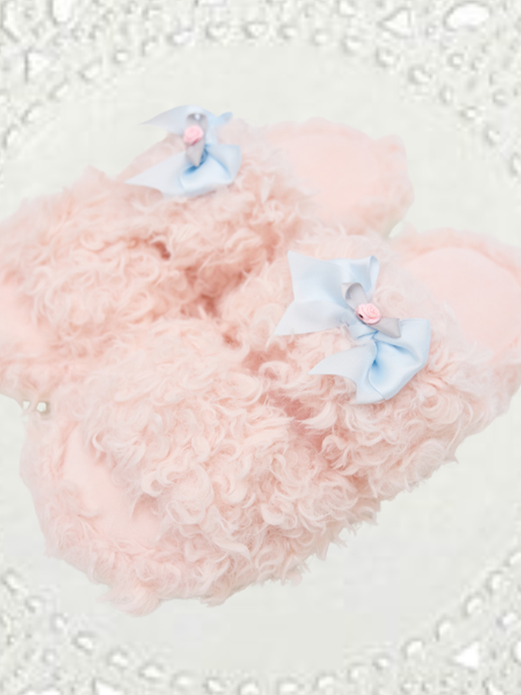 Cute Bear Faux Shearling House Slippers