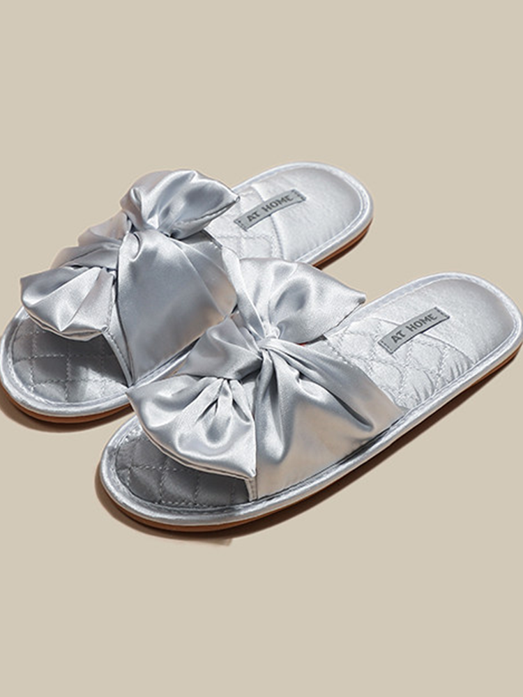 Luxury Bow House Slippers Soft Sole Non Slip Odor Resistant Quiet
