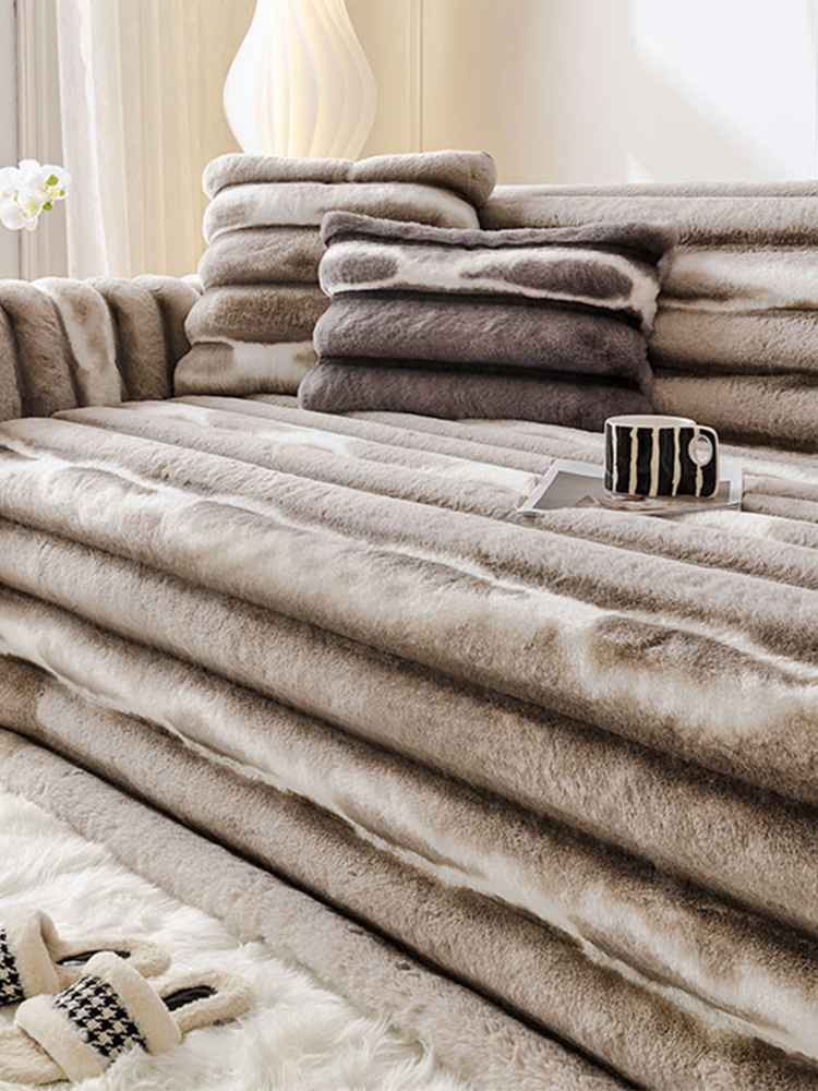 Winter Thickened Faux Rabbit Fur Throw Pillow Cover Non Shedding
