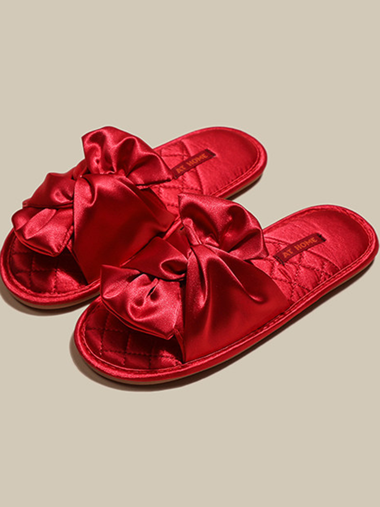 Luxury Bow House Slippers Soft Sole Non Slip Odor Resistant Quiet