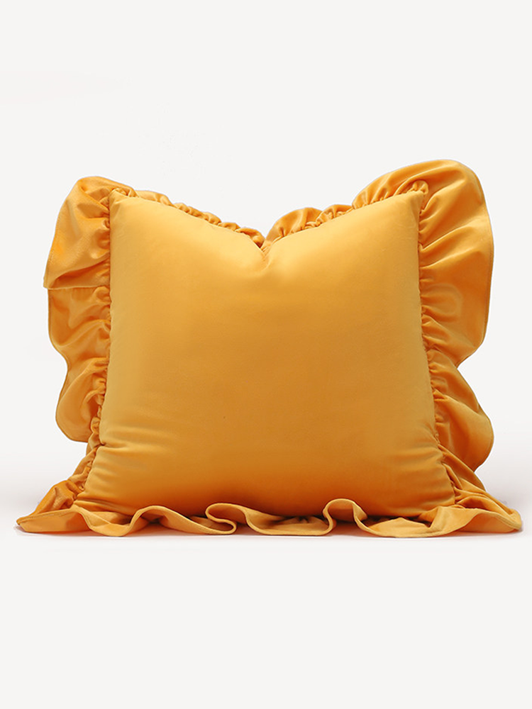 Pink Square Ruffle Throw Pillow Luxury Decorative Cushion