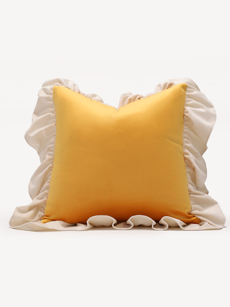 Pink Square Ruffle Throw Pillow Luxury Decorative Cushion