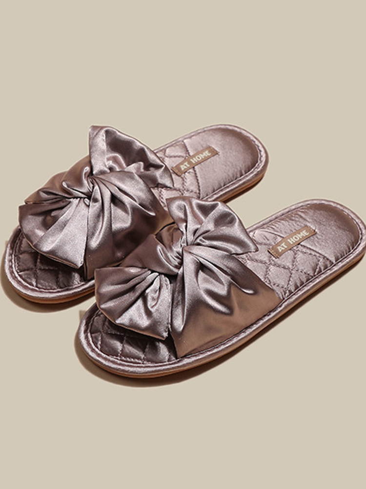 Luxury Bow House Slippers Soft Sole Non Slip Odor Resistant Quiet