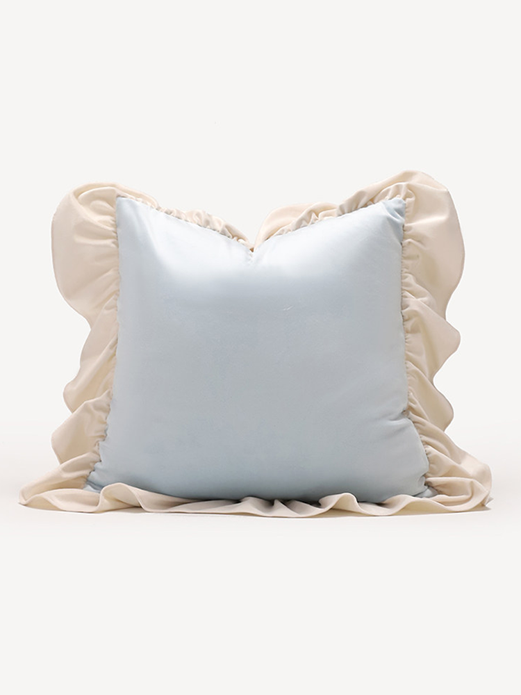 Pink Square Ruffle Throw Pillow Luxury Decorative Cushion