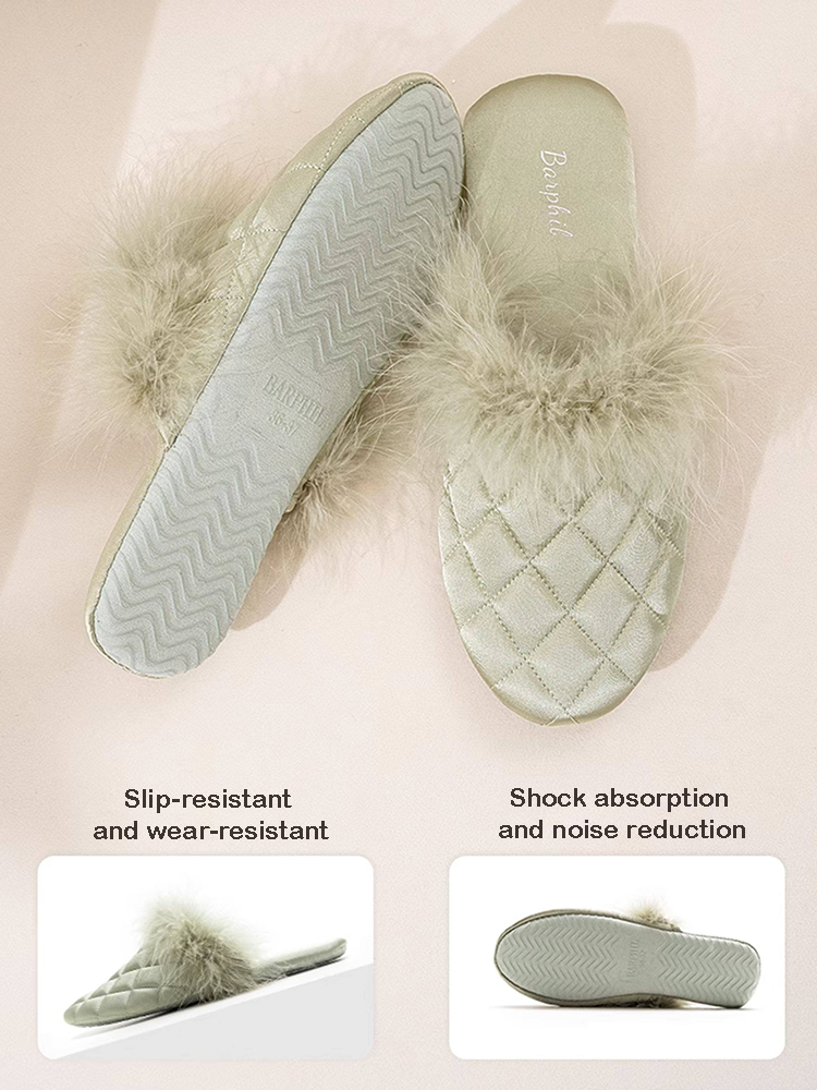 Closed-Toe Fuzzy House Slippers Quiet Indoor Home