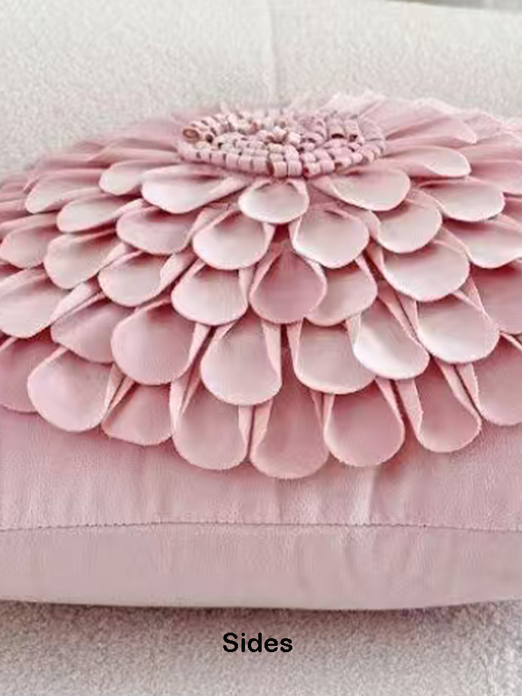 French Pink Velvet Decorative Pillow Cute Accent Cushion