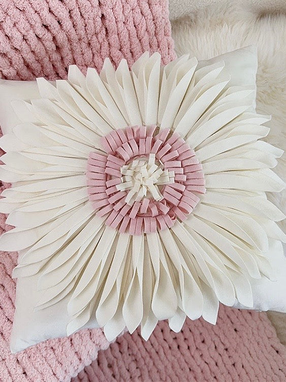 French Pink Velvet Decorative Pillow Cute Accent Cushion