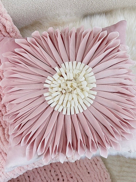 French Pink Velvet Decorative Pillow Cute Accent Cushion