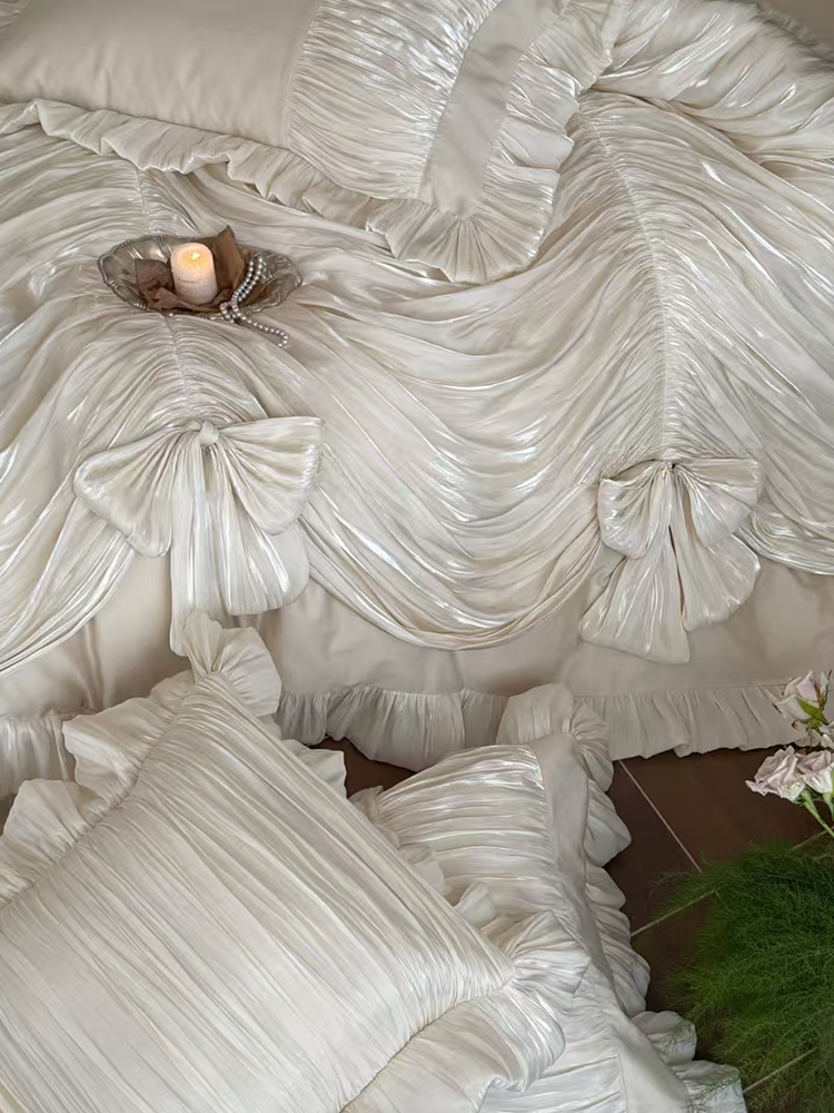 French Vintage Luxury Long Staple Cotton Bedding Set Bed Skirt