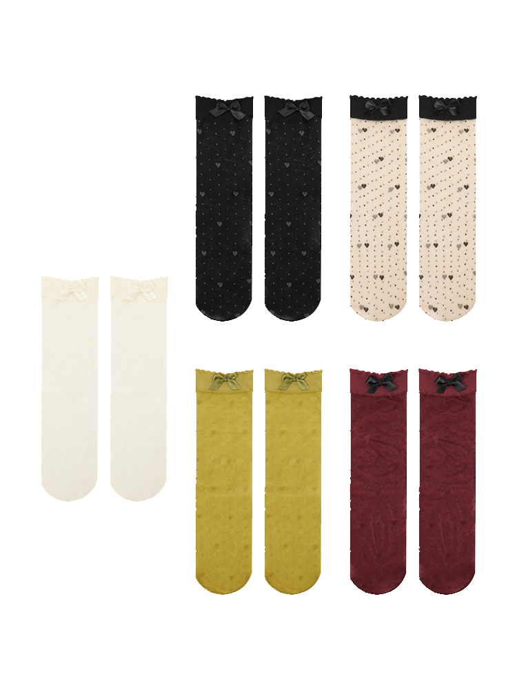 Crystal Sheer Bow Socks